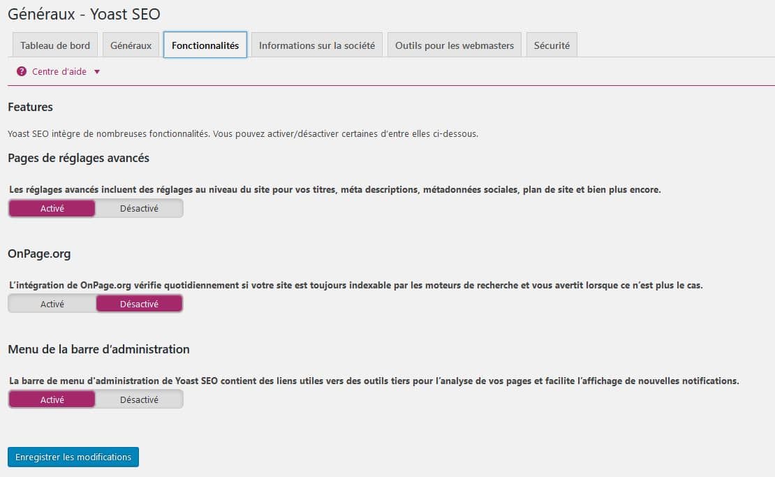 Fonctionnalités avancées yoast seo