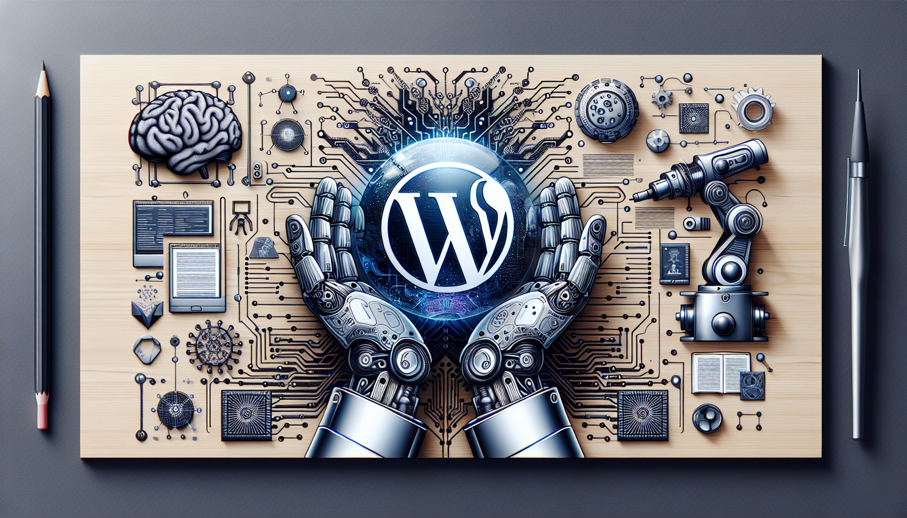 Image générée par DALL-E pour : WordPress intègre l’IA : OpenAI, Gemini et Claude officiellement supportés WordPress intègre l'IA : OpenAI, Gemini et Claude officiellement supportés