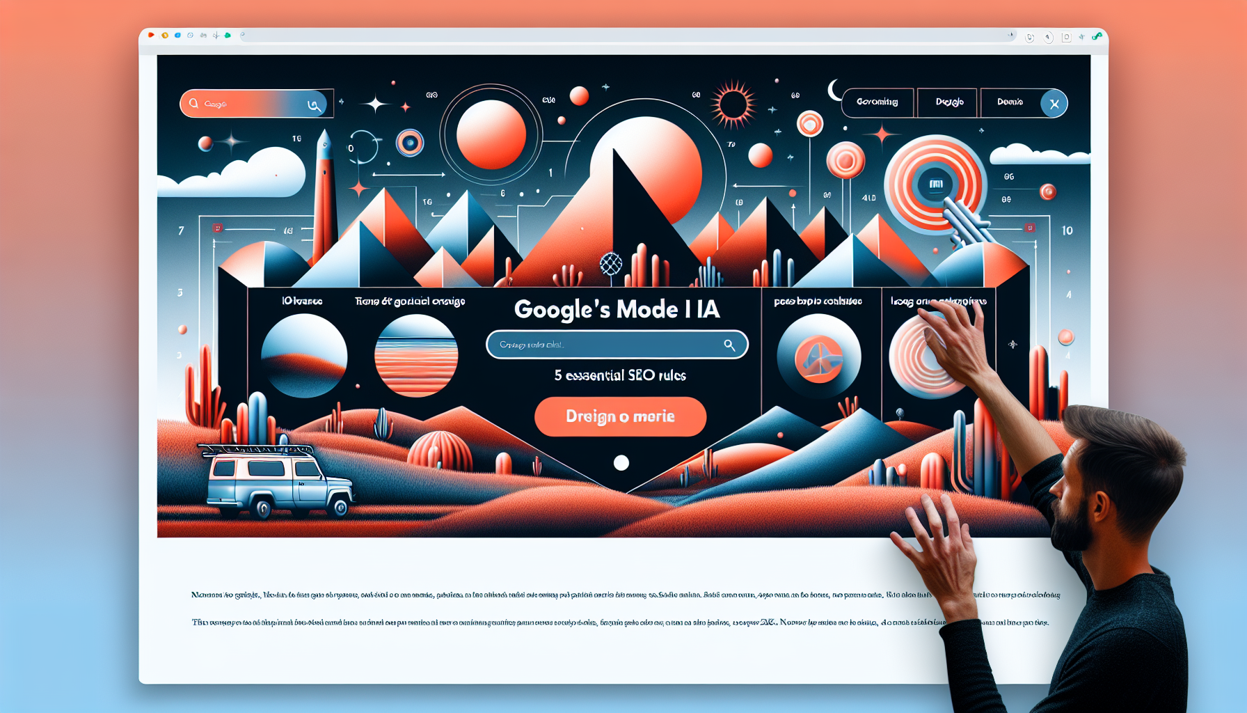 Image générée par DALL-E pour : Mode ia de google : 5 règles seo indispensables en 2026 Mode IA Google SEO 2026 : les 5 règles indispensables pour optimiser votre référencement naturel
