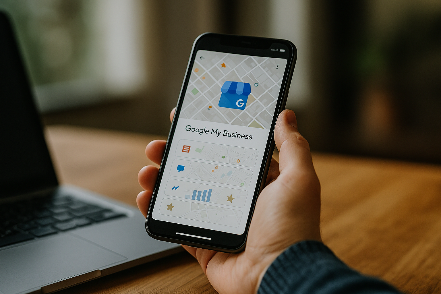 Image générée par gpt-image-1 pour : Comment optimiser votre fiche google my business pour le seo local. Découvrez notre tutoriel pas à pas pour configurer et enrichir votre profil Google My Business afin d’améliorer votre visibilité locale et attirer plus de clients. Guide complet optimisation Google My Business pour SEO local et visibilité locale